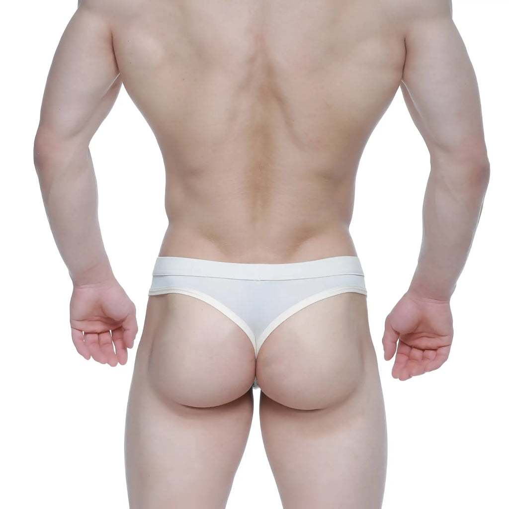 White briefs from MetroMaleWear Eterna thong nude 3722-04 with thin matching waistband and subtle leg trim