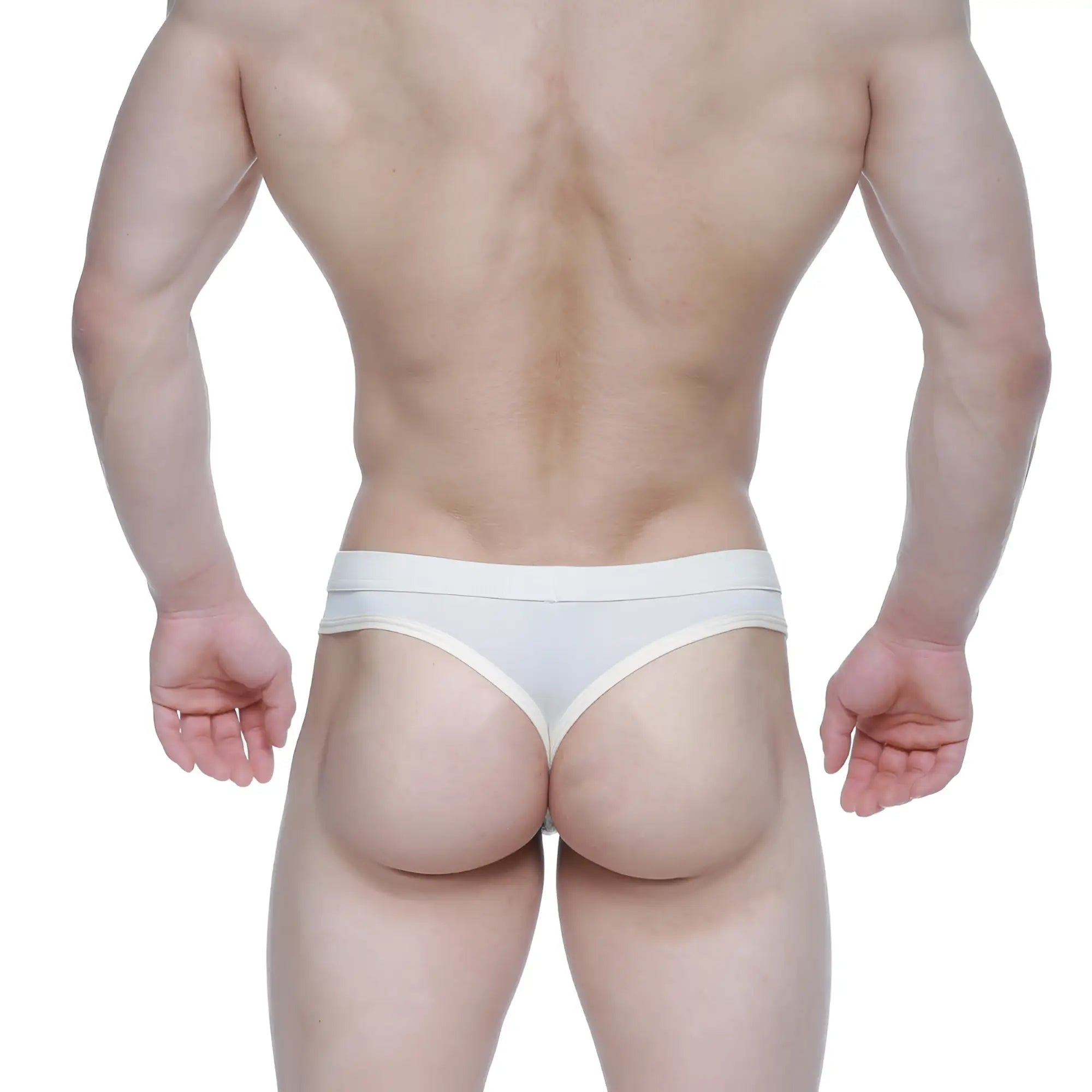 White briefs from MetroMaleWear Eterna thong nude 3722-04 with thin matching waistband and subtle leg trim