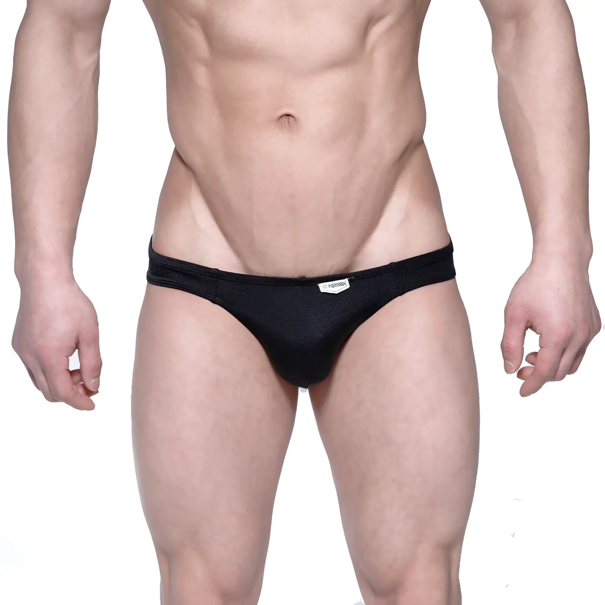 Black mesh briefs with a small white label on the waistband from MetroMaleWear Eureka Bikini black 5223-20 collection
