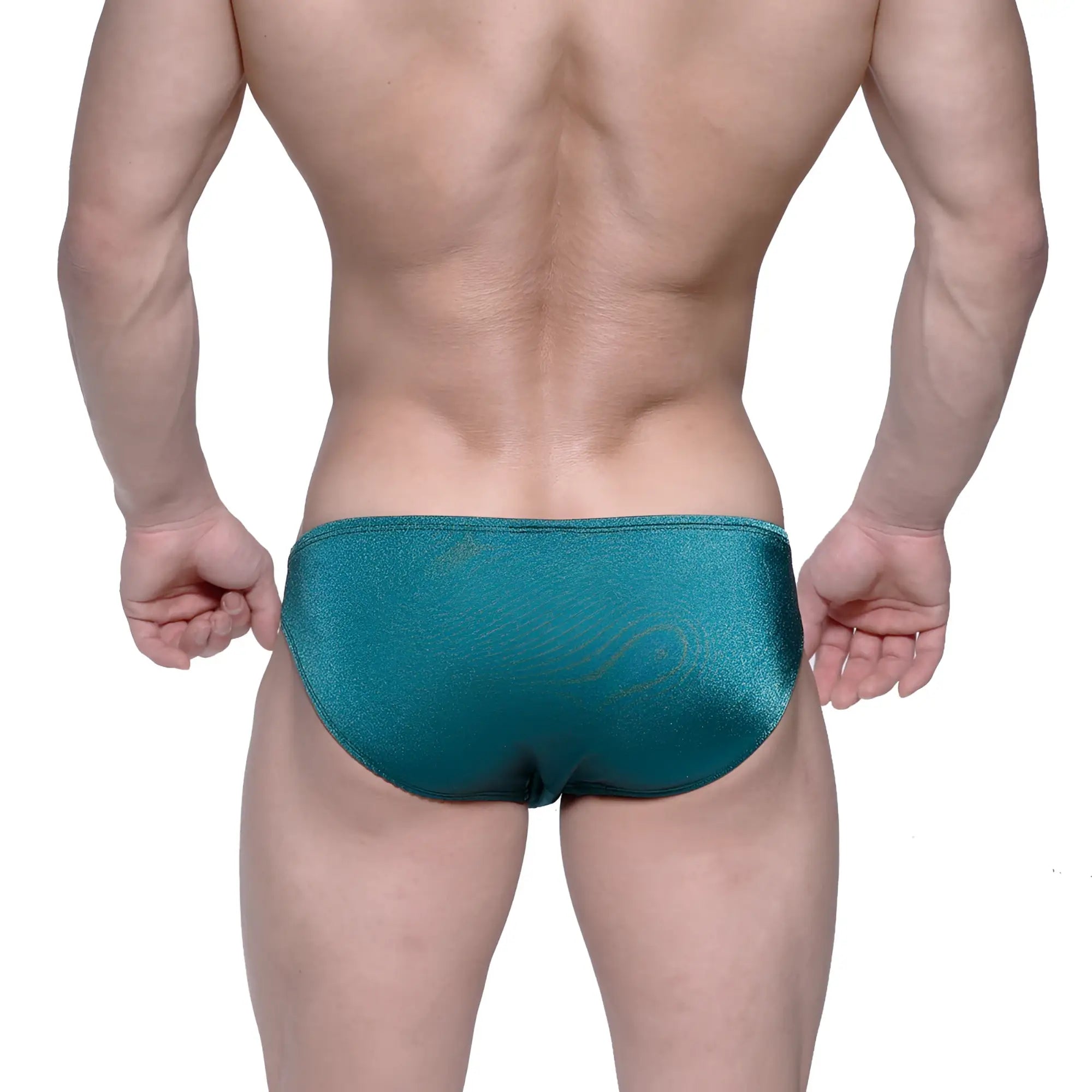 Shiny teal metallic briefs metro malewear eureka bikini green 5223-07 for stylish swimwear and beachwear