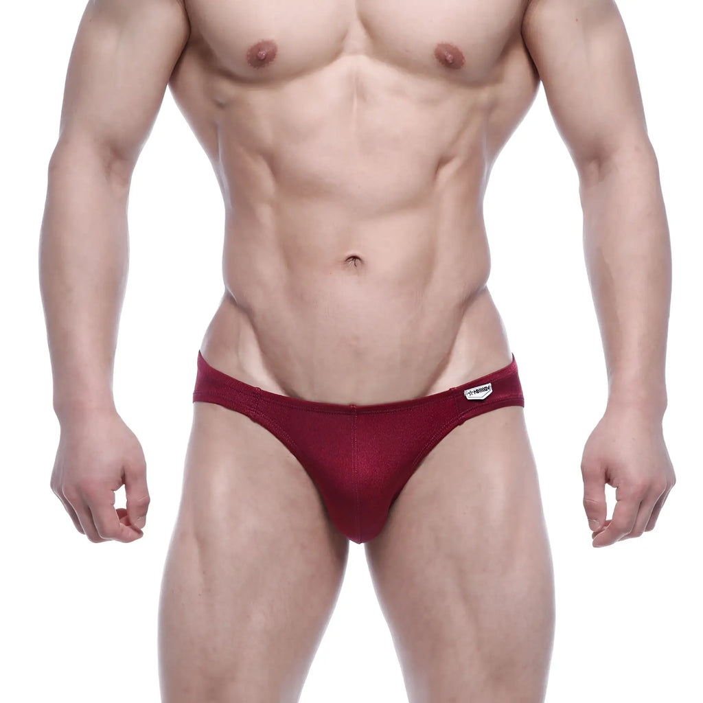 Red MetroMaleWear Eureka Bikini wine 5223-29 athletic briefs with snug fit and small white logo on waistband