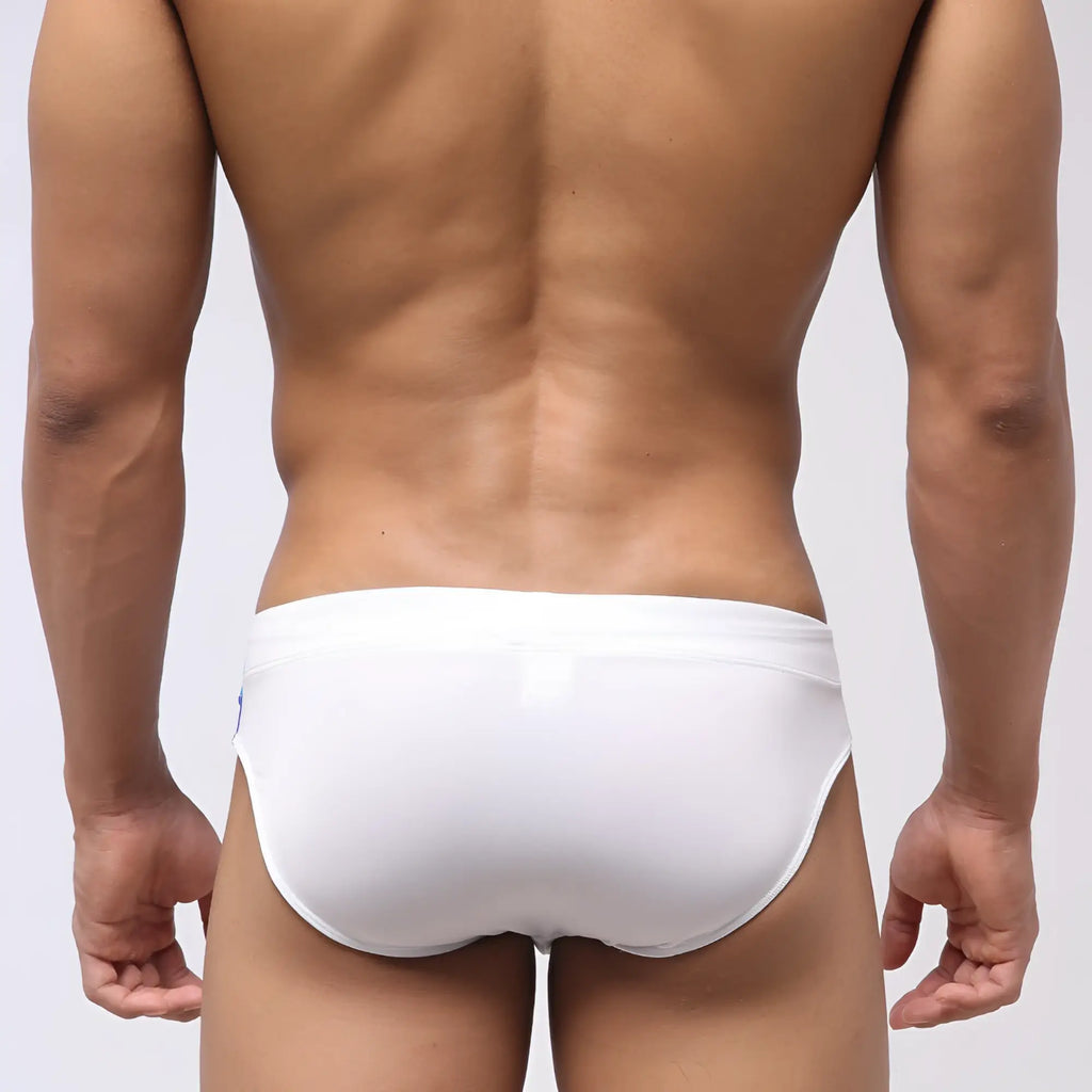 White metro male wear euro2 swim briefs with smooth form-fitting design ideal for swimming and beachwear