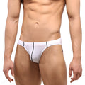 MetroMaleWear European hip brief white 5007-00 features white athletic briefs with black trim on waistband and center seam