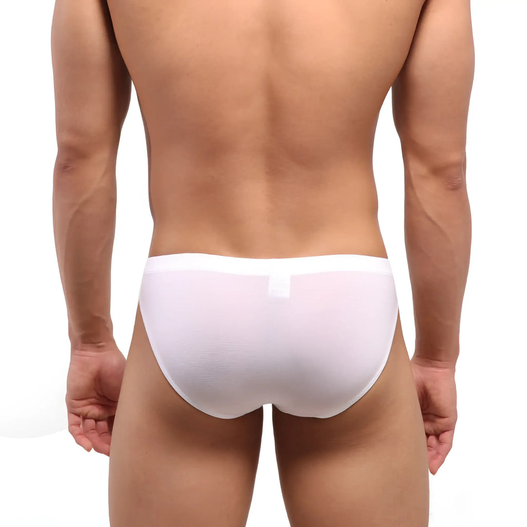 MetroMaleWear European hip brief white with white mesh fabric and subtle ribbed texture in a minimalist design