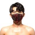 MetroMaleWear face mask metal paisley red 0111-62 red and black sequined with gold embroidery details