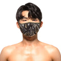 MetroMaleWear face mask metal paisley silver 0111-63 black and gold lace with intricate paisley patterns