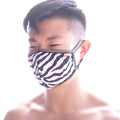MetroMaleWear face mask zebra 0111-68 black and white zebra-striped fabric with zipper closure for reusable use