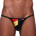 MetroMaleWear Fantasia bikini black thong with red and gold german flag panels and a small red waistband tag