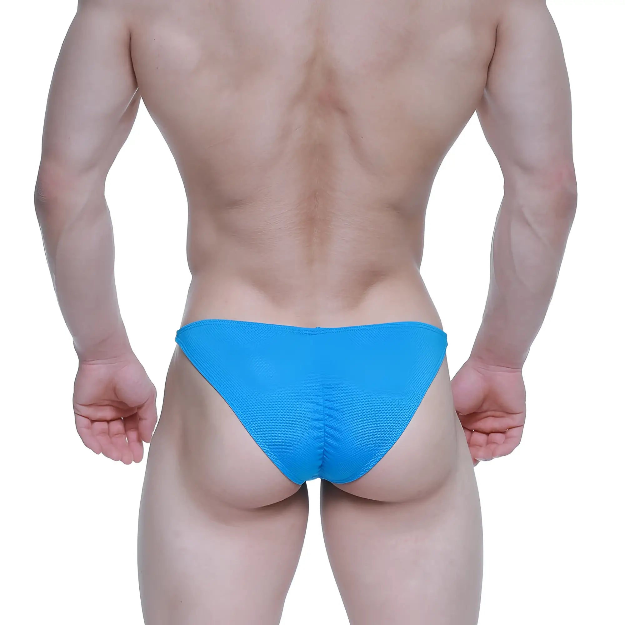 Bright blue textured fabric briefs metro male wear fantasy bikini 6116 08 showing front side design