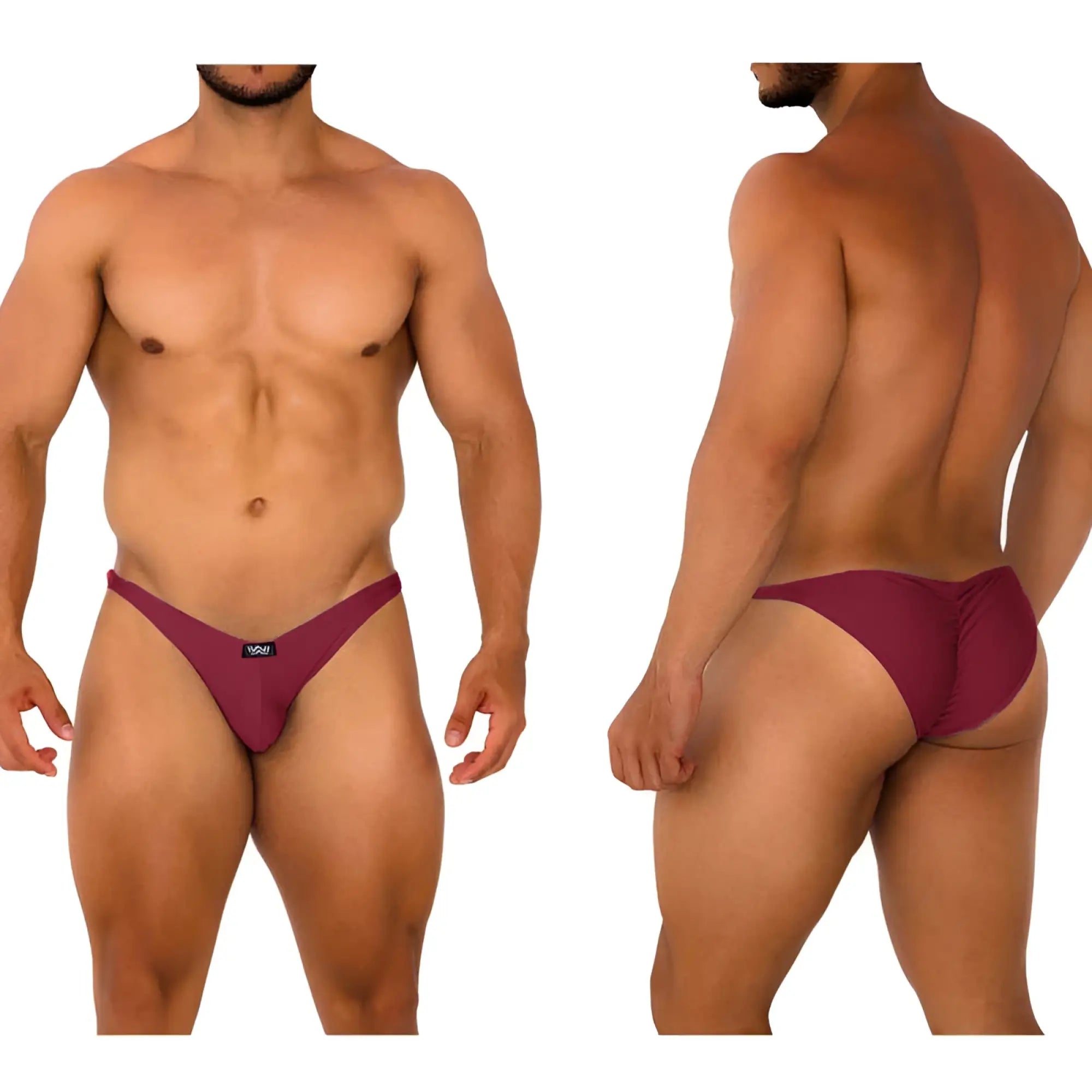 Metro male wear fantasy bikini burgundy 6116-29 maroon form-fitting briefs with sleek design and small black logo on front