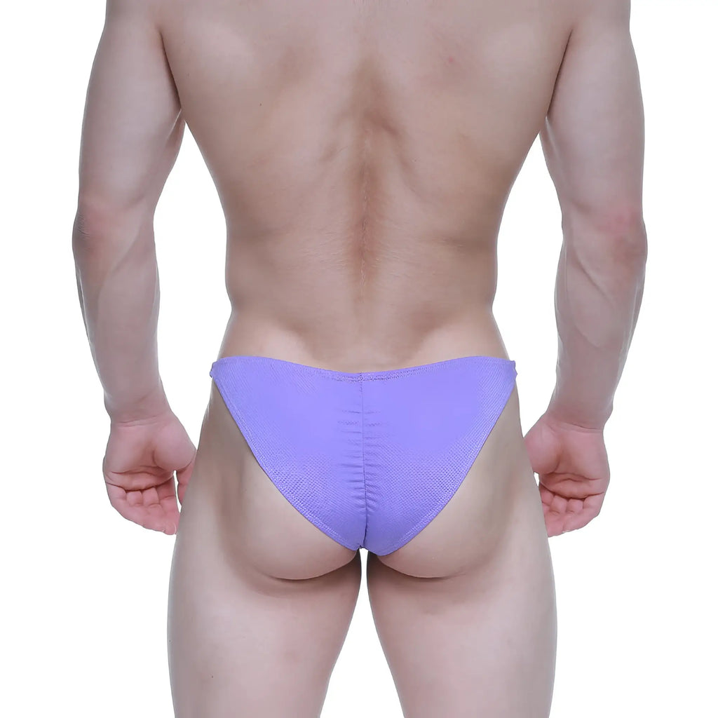 Purple textured briefs metro male wear fantasy bikini lavender 6116-19 front view in breathable fabric