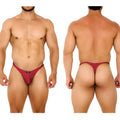 MetroMaleWear fantasy thong burgundy 6112-29 maroon sleek form-fitting design with small black brand tag at front