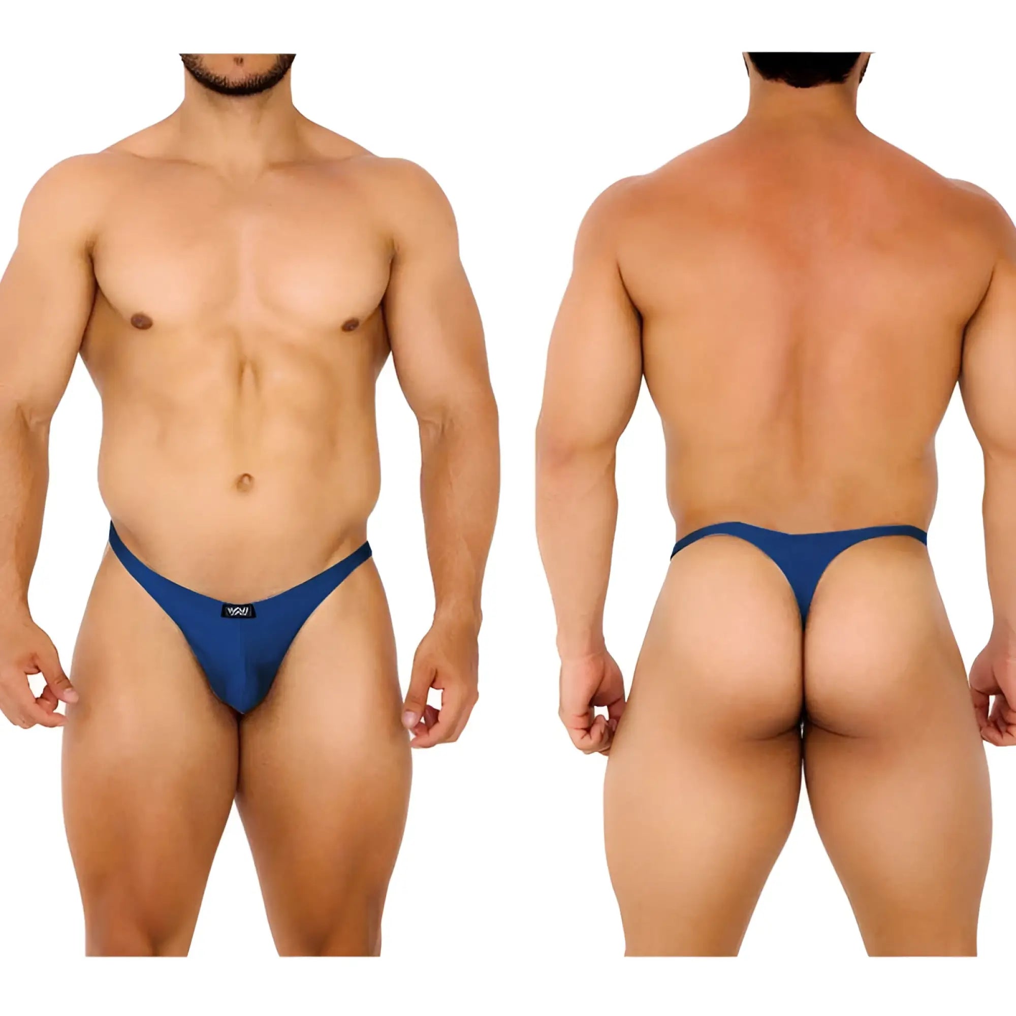 MetroMaleWear fantasy thong navy 6112-28 sleek blue thong with form-fitting design and small black brand tag front