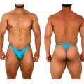 MetroMaleWear fantasy thong turquoise 6112-09 sleek bright turquoise thong with small black logo on front
