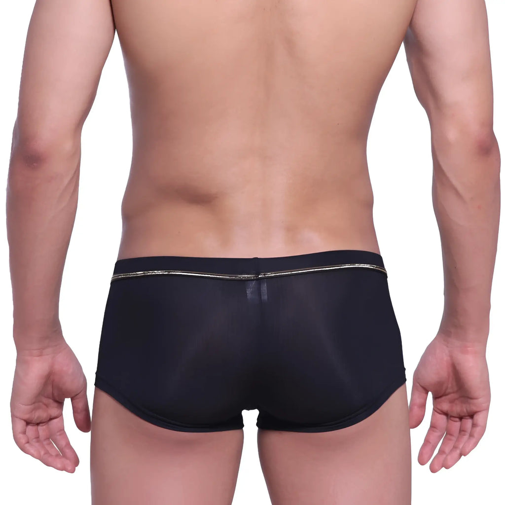 MetroMaleWear Faro boxer brief black mesh with silver zipper trim along the waistband for stylish comfort