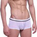 White metroMalewear faro boxer briefs with black elastic waistband featuring two thin stripes for men