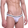 White athletic briefs with a black striped waistband from MetroMaleWear Faro Brief 5103-50 for active comfort