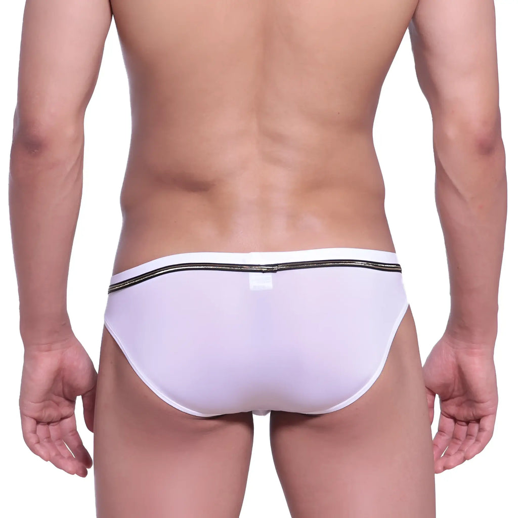 White briefs with black striped waistband from metromalewear faro brief white 5103-50 designed for comfort and style