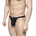 Black men’s thong with a snug form-fitting design in black and amiry logo on waistband metroMalewear Felix 7012-20
