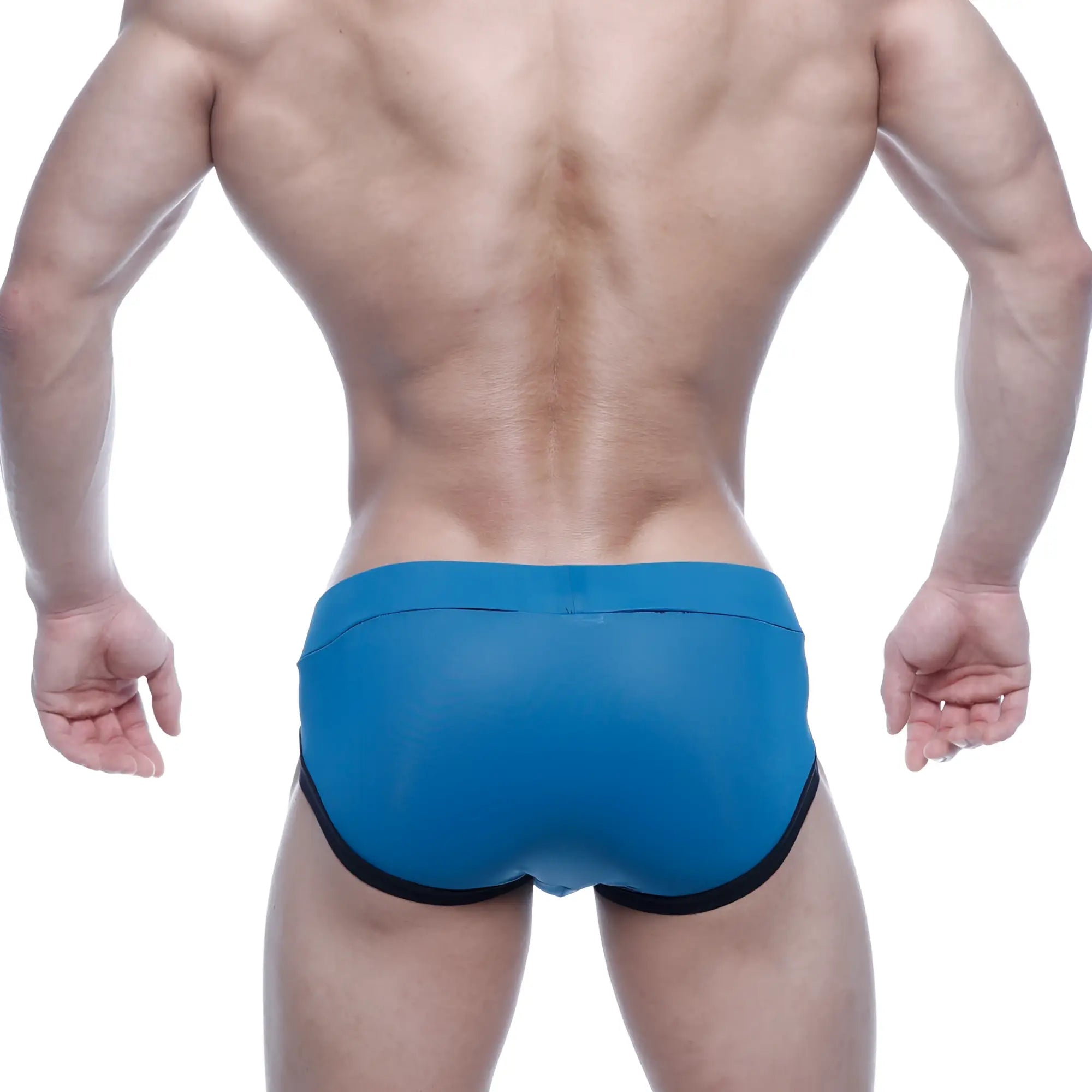 Blue swim trunks with black trim from metromalewear filosofico bikini petrol 2304-08 for stylish beachwear