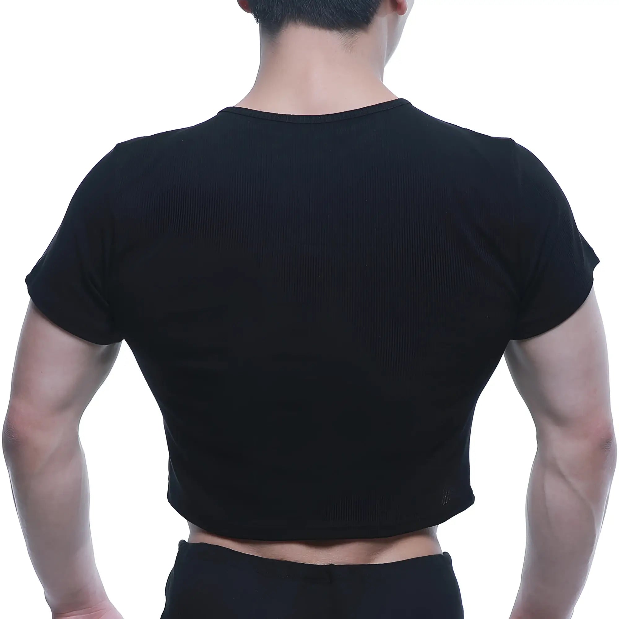 Black MetroMaleWear FIT t-shirt with cropped sleeves ribbed neckline and hem for stylish casual wear
