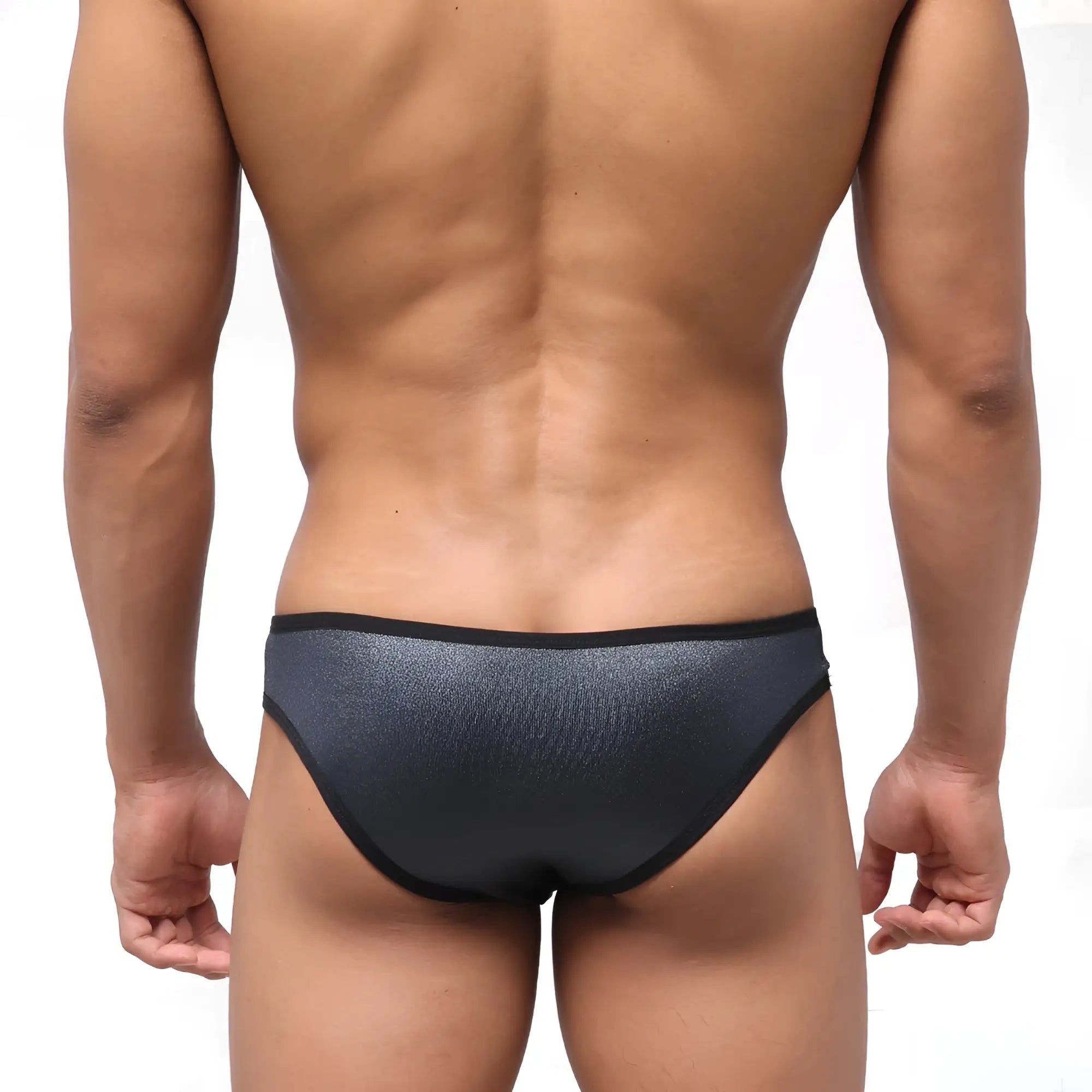 Black textured briefs with sleek modern design metro malewear focus brief black 6107-20 front view