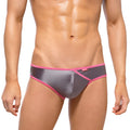 MetroMaleWear focus brief metal gray 6107-02 featuring gray metallic fabric with vibrant pink trim and sleek modern design