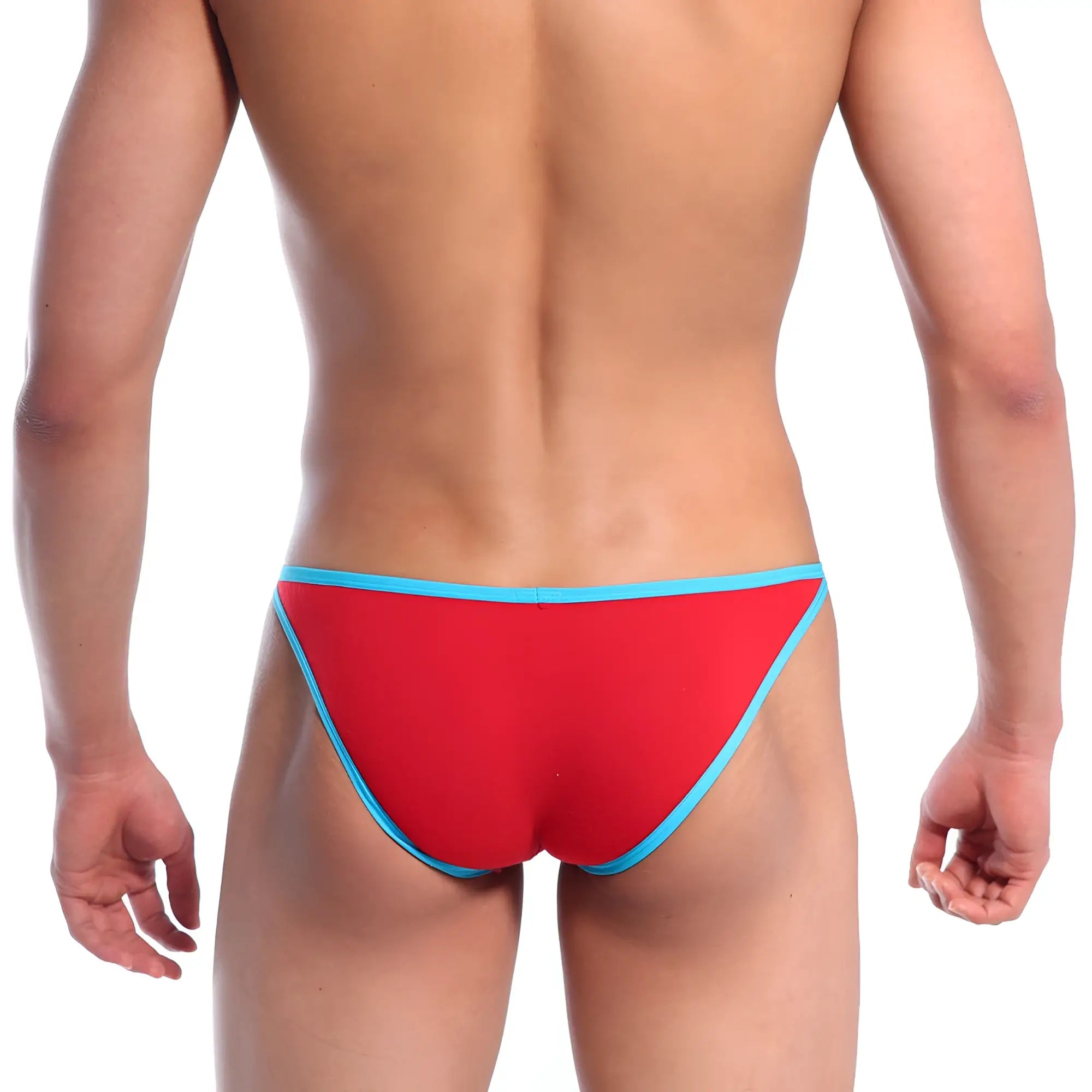 Metro male wear freedom bikini crimson 6016-12 red and blue athletic briefs with snug fit for active use