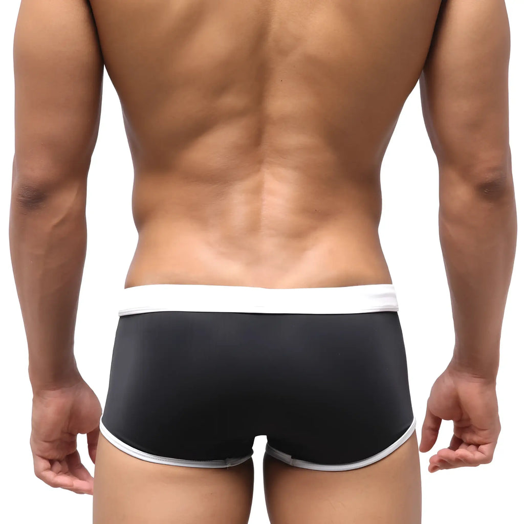 Black briefs with white trim from MetroMaleWear Fresco Swim Trunk black 4944-20 for comfortable swimwear use