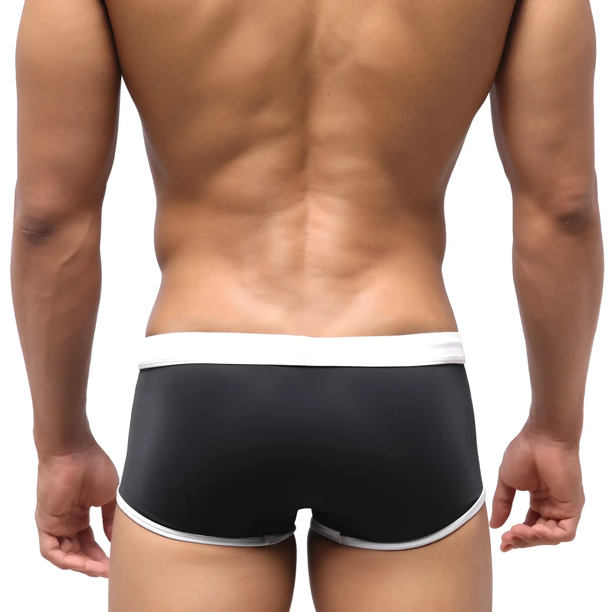 Black briefs with white trim from MetroMaleWear Fresco Swim Trunk black 4944-20 for comfortable swimwear use