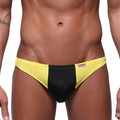 Bright yellow and black two-tone briefs by metromalewear fun g with sleek form-fitting design perfect for daily wear