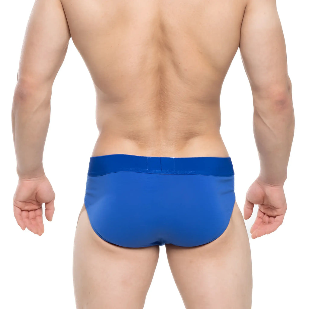 Blue briefs metroMalewear fundo hip brief 5003-18 with vibrant color and smooth fabric front view