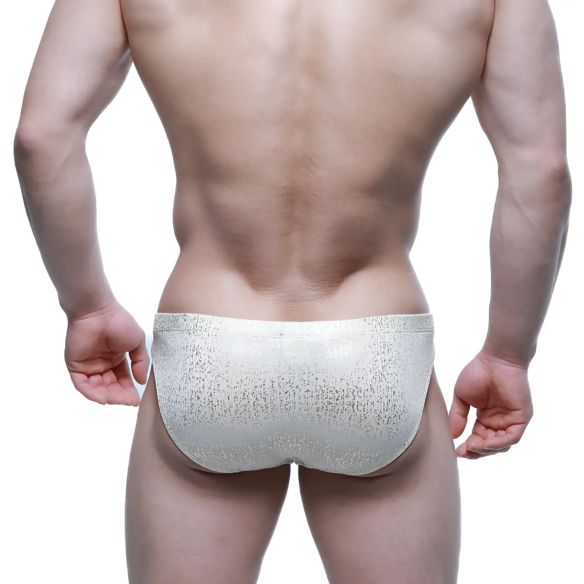 Silver metallic textured briefs metro malewear gloria no show bikini 5103 m57 front view