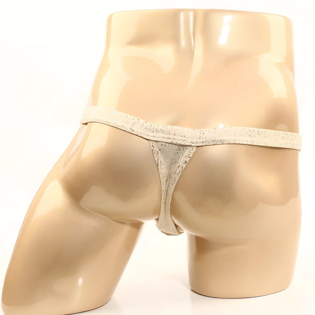 Metro male wear gloria thong 4002-52 metallic silver thong with textured glittery finish and thin straps
