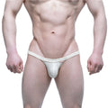 MetroMaleWear gloria thong 4002-52 silver textured lace thong with subtle pattern and small red brand tag on side