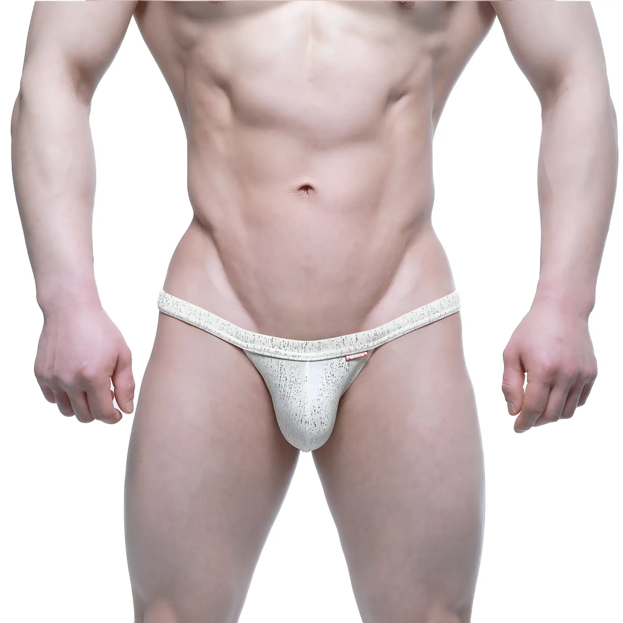 MetroMaleWear gloria thong 4002-52 silver textured lace thong with subtle pattern and small red brand tag on side