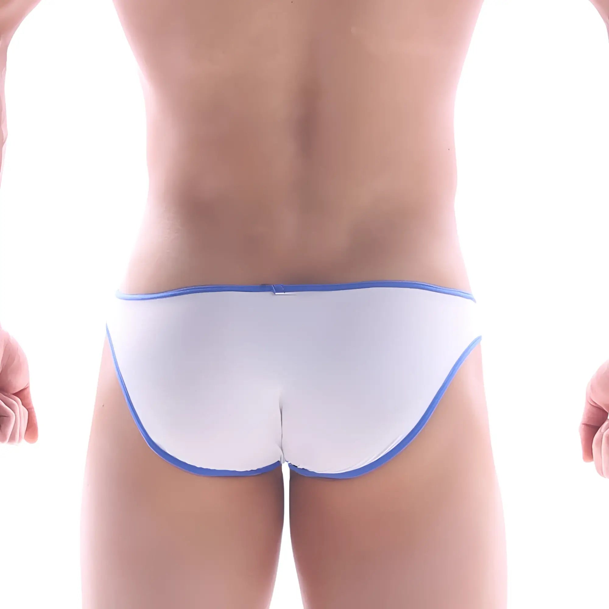 MetroMaleWear Gram bikini white briefs with blue trim featuring a comfortable fabric for daily wear