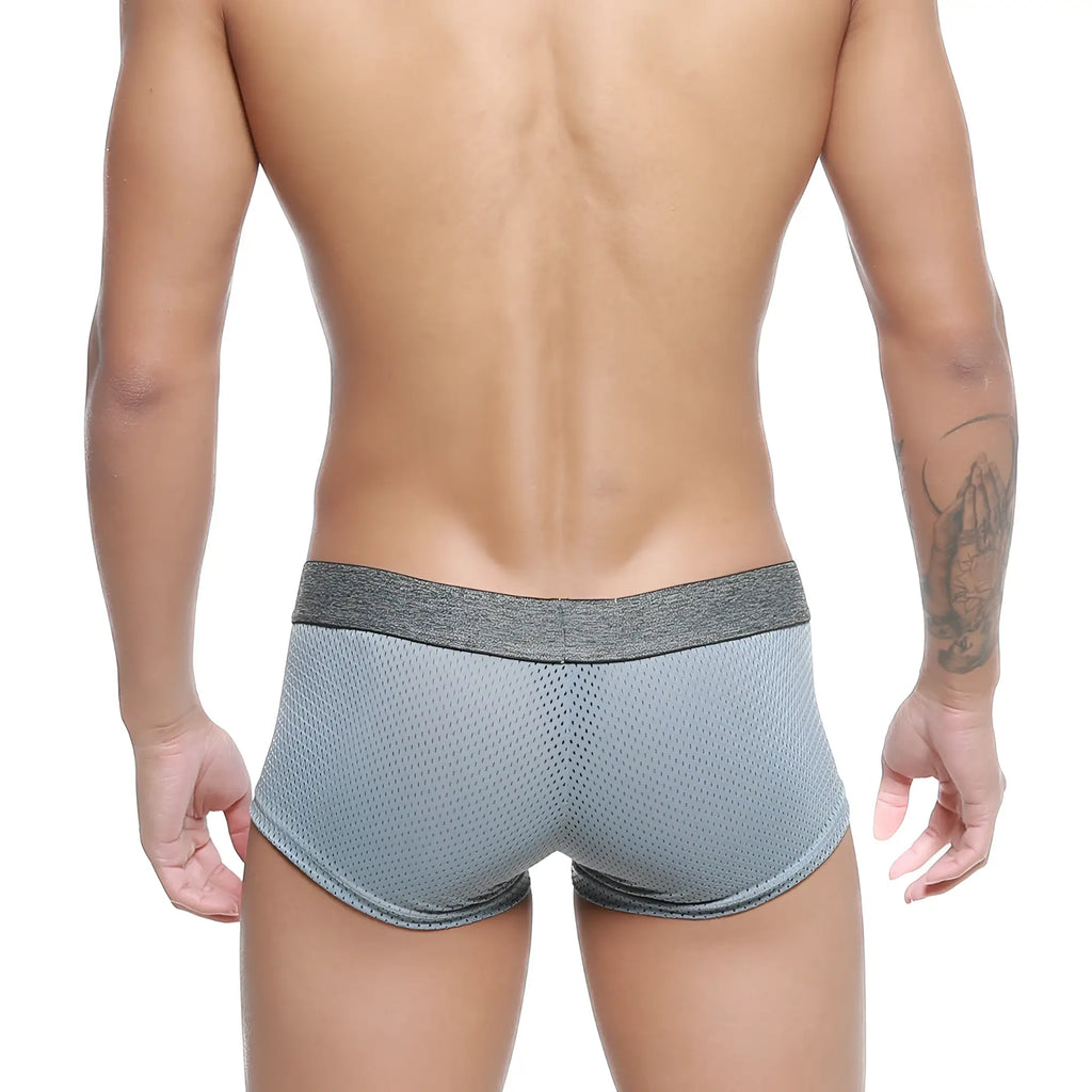 Metro malewear gray mesh briefs with textured waistband in breathable lightweight fabric for everyday comfort