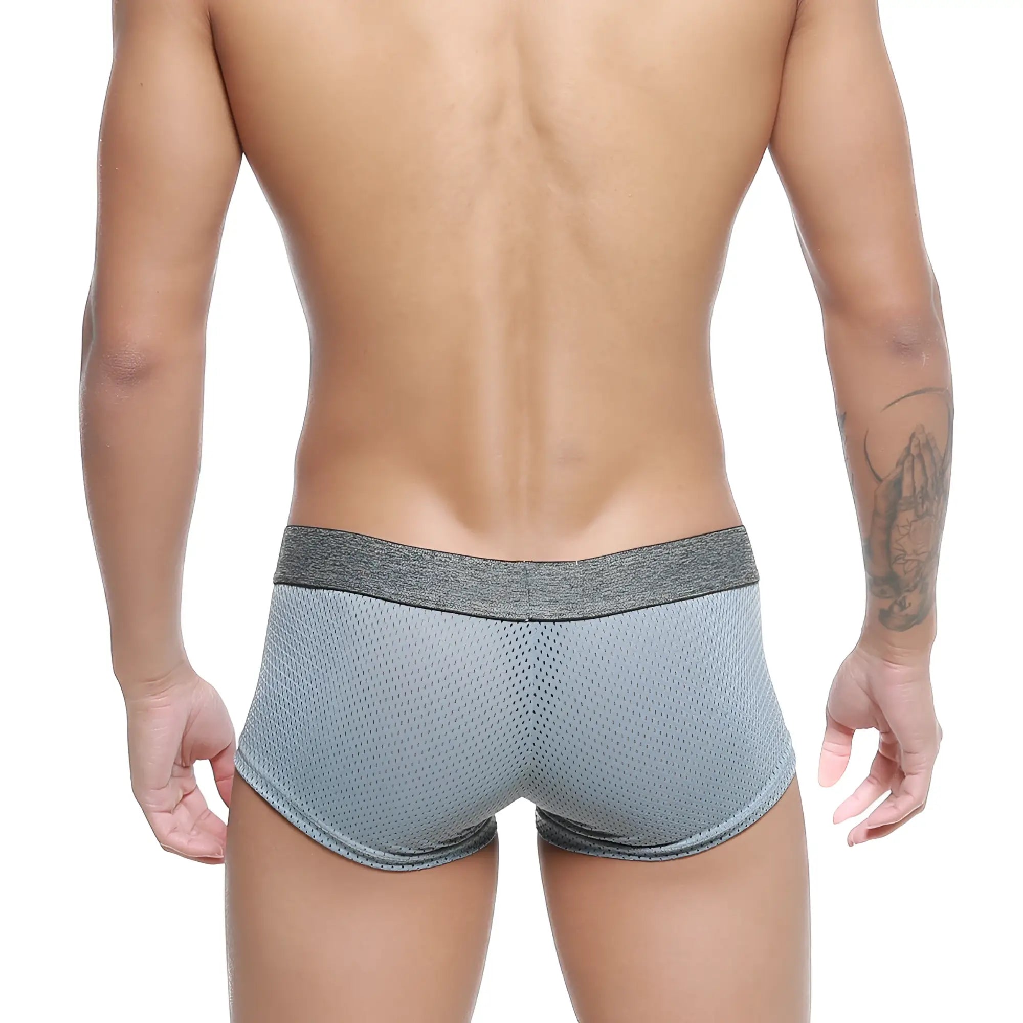 Metro malewear gray mesh briefs with textured waistband in breathable lightweight fabric for everyday comfort
