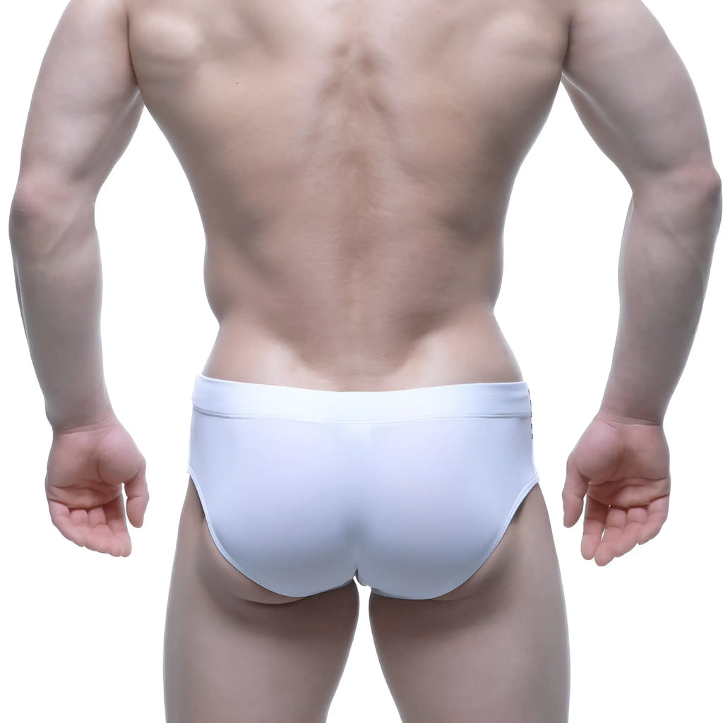Metro malewear greek swim brief gold 4918-61 white briefs with smooth form-fitting design for swimwear use