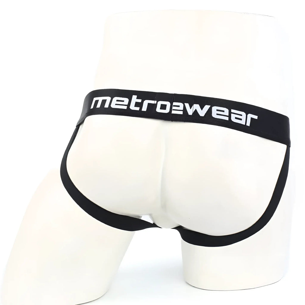 Black metrowear briefs with sleek form-fitting design elastic waistband from metro malewear grid mesh jockstraps 2901-35