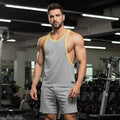 MetroMaleWear gym tank top grey 3128-10 athletic gray tank with yellow trim and black logo on lower left side