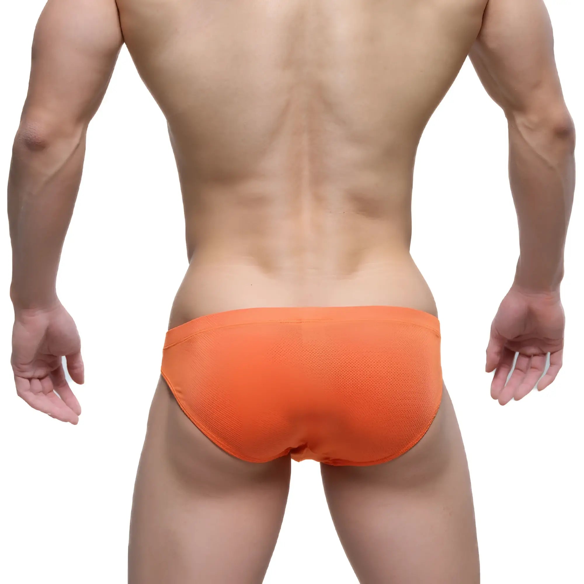 Bright orange textured swim trunks from metromalewear halloween bikini 5103-m14 for men
