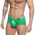 Metro male wear hierba trunk 2125-17 vibrant green sheer mesh briefs with black logo tag at the waistband