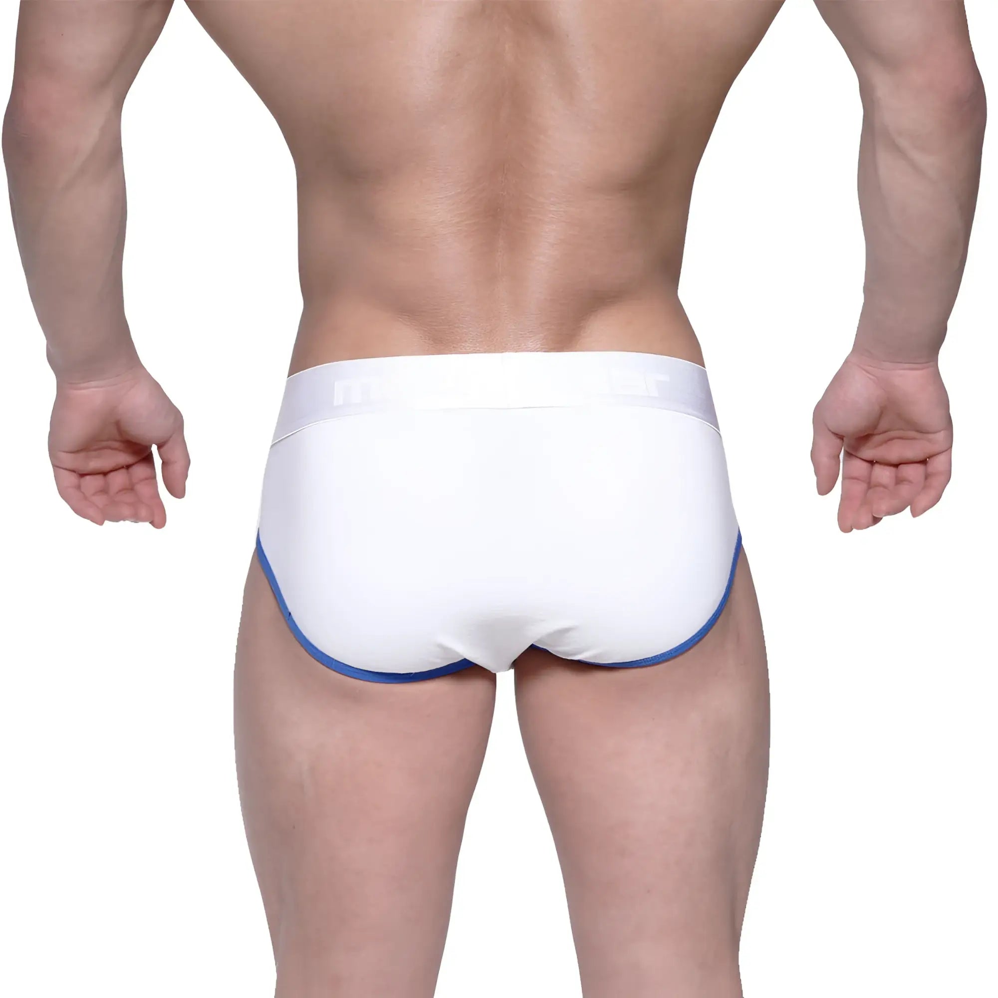 White briefs with blue trim metro malewear highcut hip brief tiempo 5103-01 comfortable supportive fit
