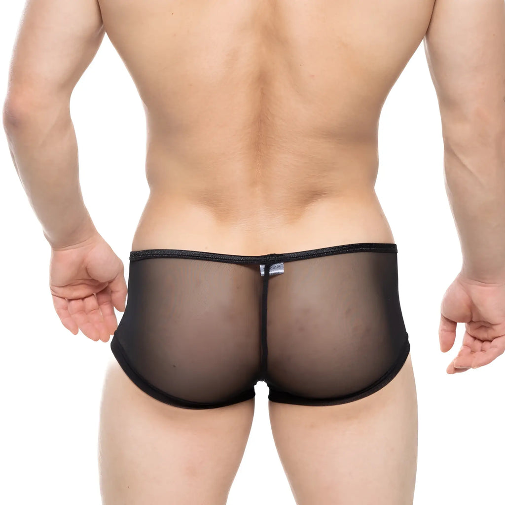 MetroMalewear hongos trunk black mesh briefs with solid black elastic waistband for comfortable daily wear