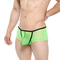 Bright neon green mesh briefs with black trim and a white MetroMaleWear brand tag from the HONGOS trunk lime 2126-73 collection