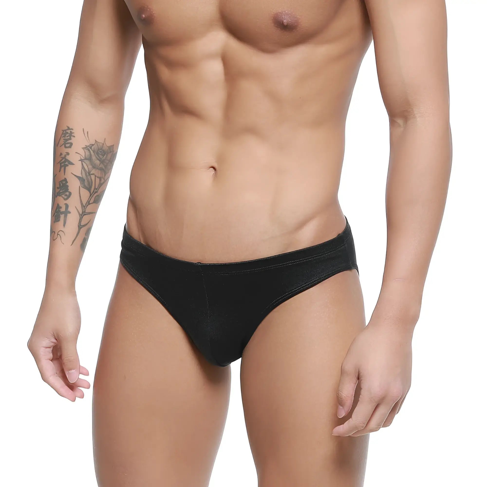 Black MetroMaleWear Hunter swim brief 4977-20 with smooth stretchy fabric and subtle sheen in a form-fitting style
