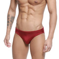 MetroMalewear hunter swim brief burgundy 4977-22 shiny red fabric swimwear for men front view