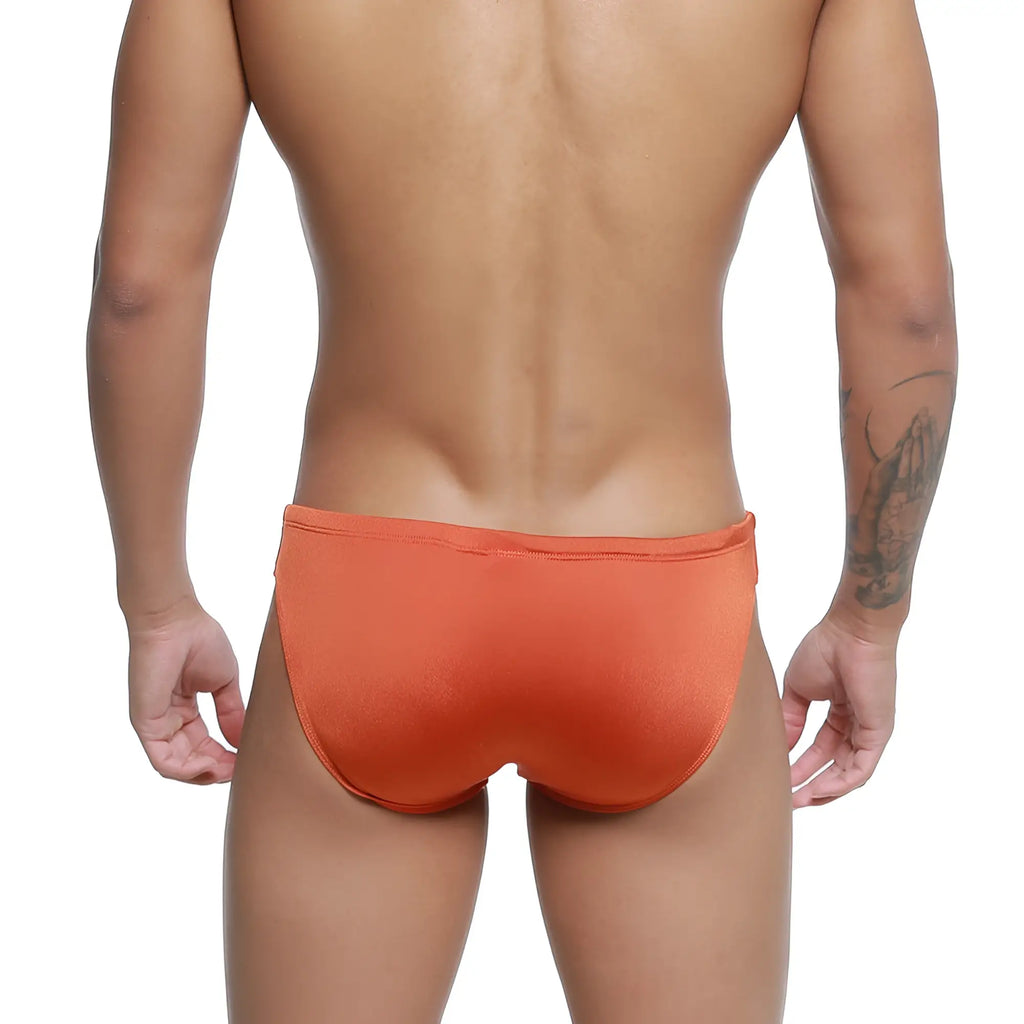 MetroMaleWear hunter swim brief ochre 4977-13 in orange with smooth form-fitting fabric and snug waistband front view